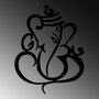 Wallity Ganesha Escultura de Pared de Metal Negra